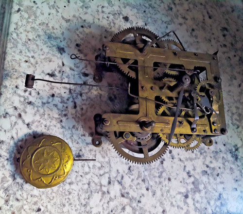 Antique clock works mechanism - clock,